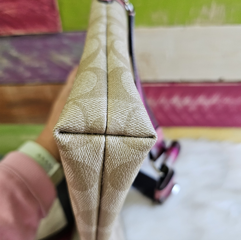 Coach Crossbody Pink, Tan & Red Like New - Picture 4 of 10